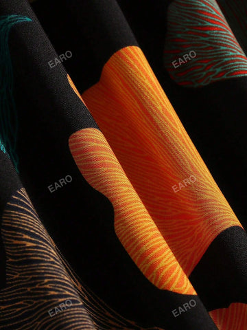 Women Fashionable Gingko Leaf Printed Skirt