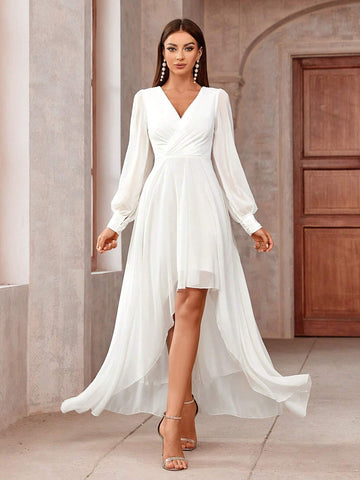 Women Fashionable Long Sleeve Bridal Wedding Reception Dress