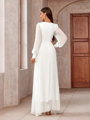 Women Fashionable Long Sleeve Bridal Wedding Reception Dress