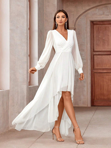 Women Fashionable Long Sleeve Bridal Wedding Reception Dress