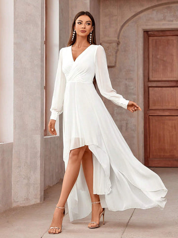 Women Fashionable Long Sleeve Bridal Wedding Reception Dress