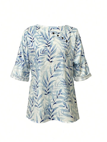 Women\ Fashionable Loose Fit Casual Summer Floral Shirt