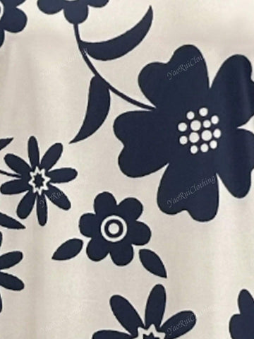 Women Floral Print Casual Camping Outdoor Mini Dress, Autumn