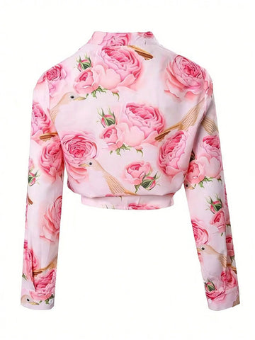 Women Floral Print Vacation Style Spring/Summer Shirt