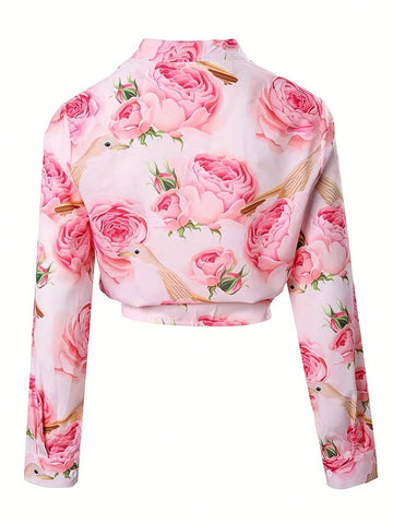 Women Floral Print Vacation Style Spring/Summer Shirt