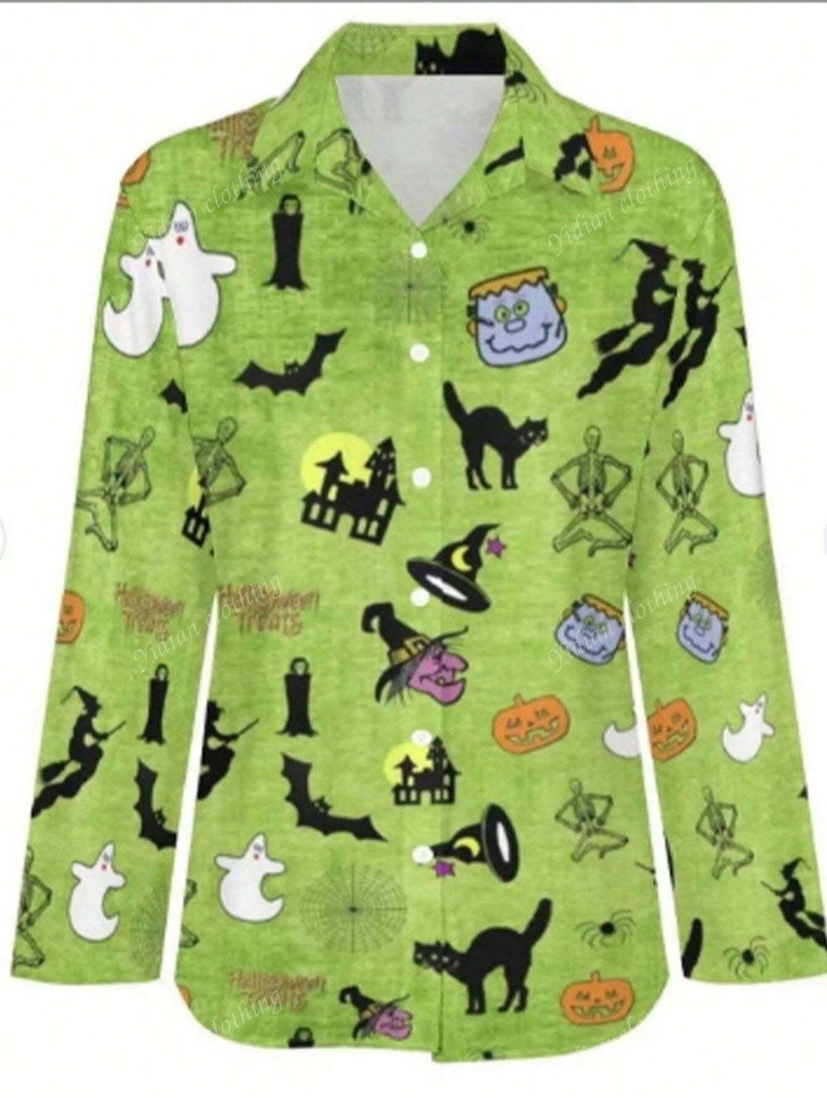 Women Front Button Short Sleeve All-Over Floral Print Minimalist Casual Blouse