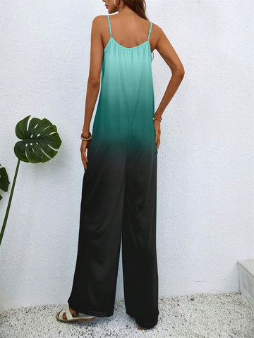 Women Gradient Color Spaghetti Strap Sleeveless Jumpsuit