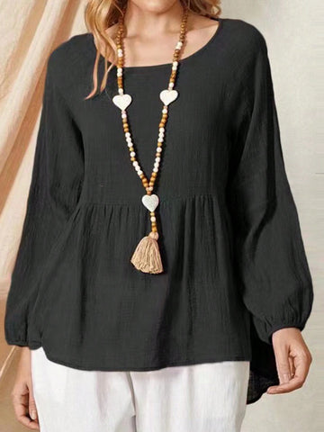 Women High-Low Hem Lantern Sleeve Spring/Summer Blouse