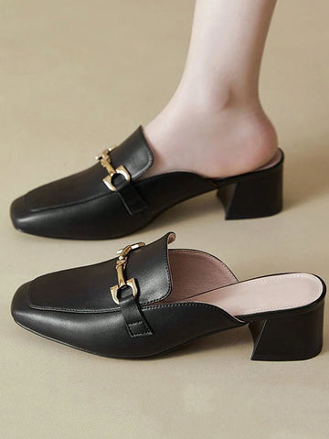 Women High Heel Mule Slide Shoes Closed Toe Sandals, 2024 Summer New Fashionable Trendy Influencer