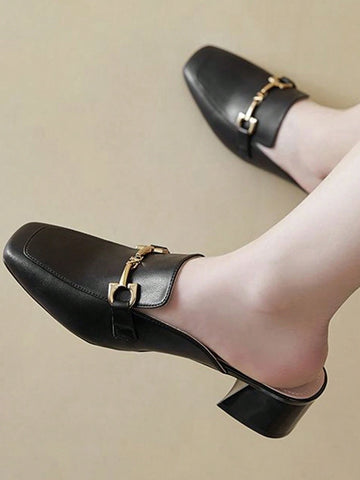 Women High Heel Mule Slide Shoes Closed Toe Sandals, 2024 Summer New Fashionable Trendy Influencer