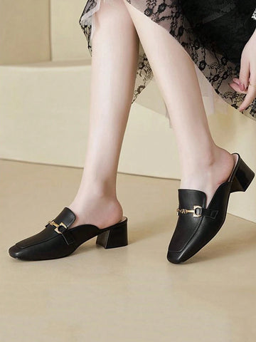 Women High Heel Mule Slide Shoes Closed Toe Sandals, 2024 Summer New Fashionable Trendy Influencer
