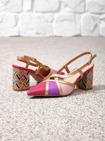 Women High Heel Shoes With Strap, Thick Heel High Heels In Multiple Colors, Comfortable Elegant Minimalist