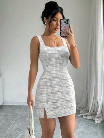 Women Knitted Pattern Camisole & Mini Skirt 2pcs Set