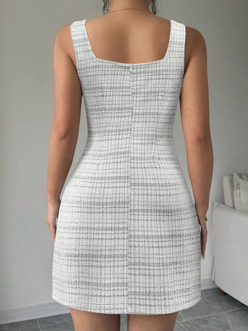 Women Knitted Pattern Camisole & Mini Skirt 2pcs Set