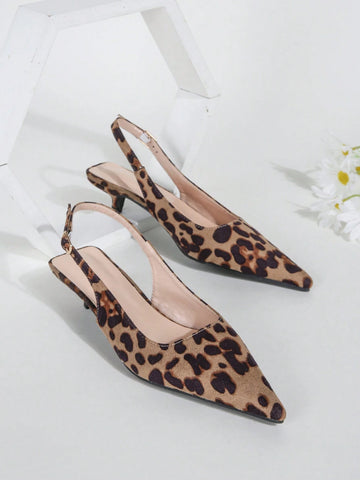 Women Leopard Print High Heels, Summer Pointed Toe Pumps With Low Heels Or Stiletto
