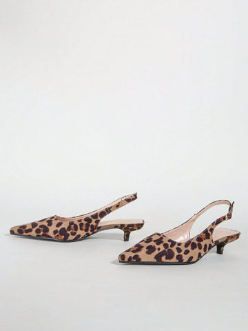 Women Leopard Print High Heels, Summer Pointed Toe Pumps With Low Heels Or Stiletto