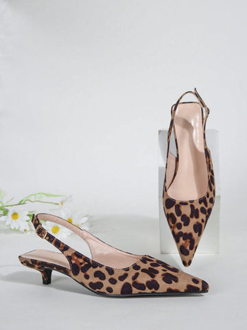 Women Leopard Print High Heels, Summer Pointed Toe Pumps With Low Heels Or Stiletto