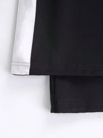 Women Letter Print V-Neck Spring/Summer Short Sleeve T-Shirt And Side Stripe Flared Pants Two-Piece Set