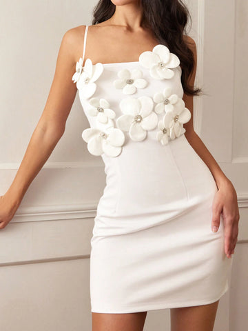 Women Luxury 3D Floral Strap Dress
