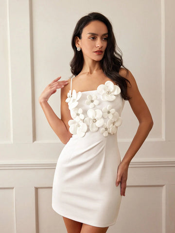 Women Luxury 3D Floral Strap Dress