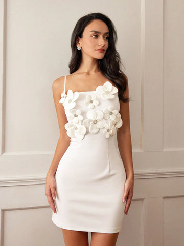 Women Luxury 3D Floral Strap Dress