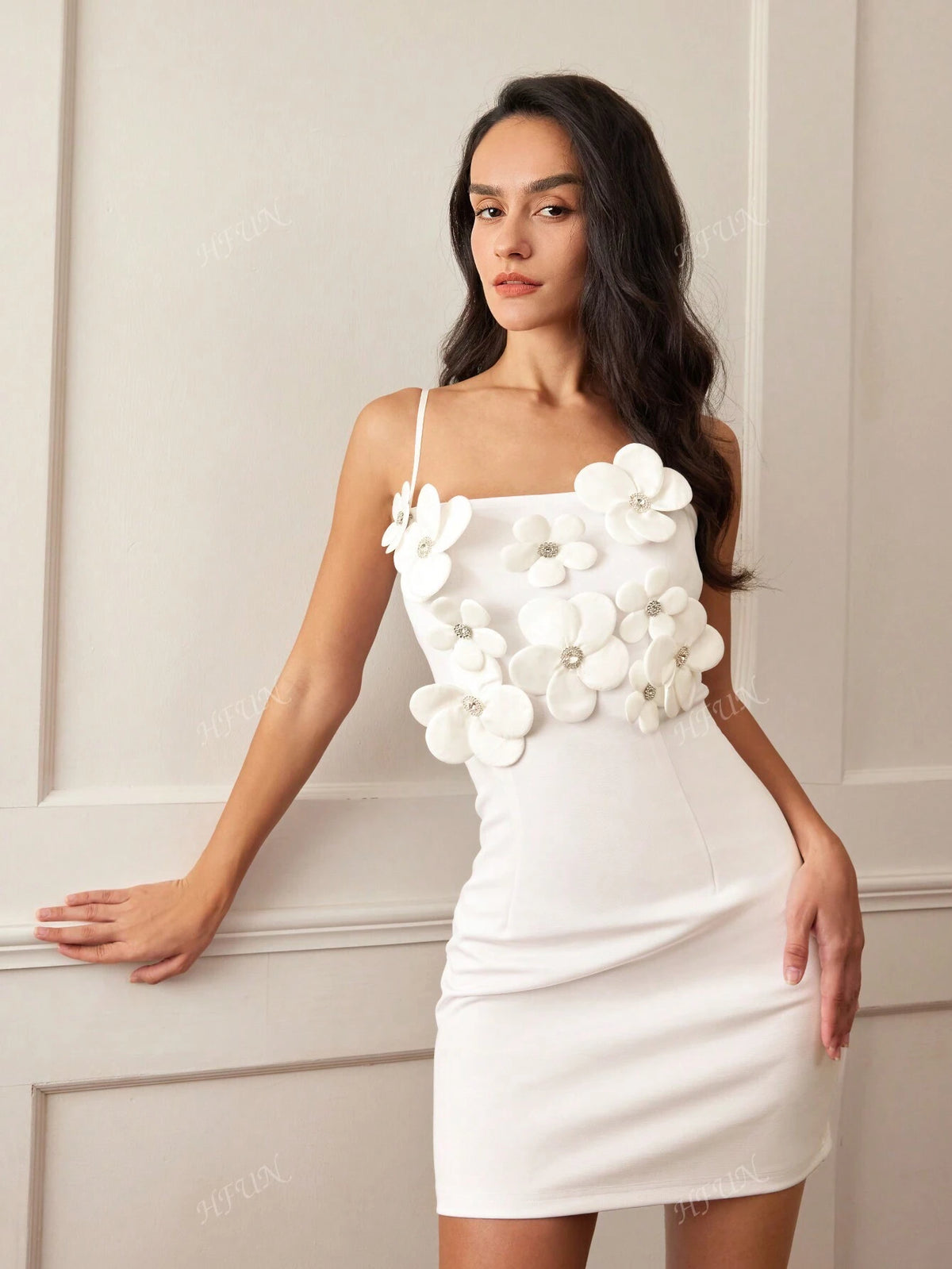 Women Luxury 3D Floral Strap Dress