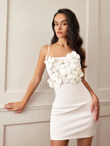 Women Luxury 3D Floral Strap Dress