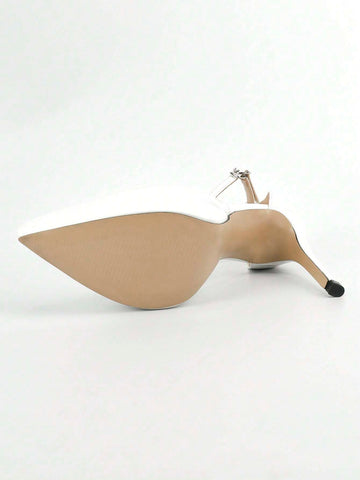 Women Minimalist Ankle Strap Pumps, Artificial Patent Leather Point Toe Stiletto Heeled Elegant Pumps