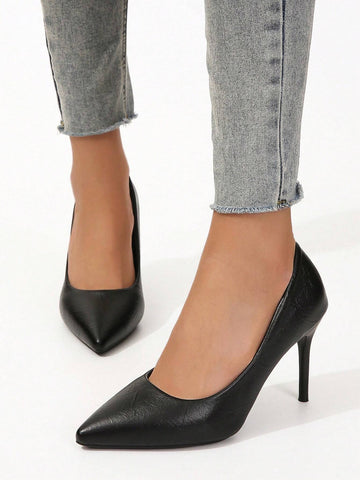 Women Minimalist Court Pumps, Point Toe Stiletto Heeled Elegant Pumps