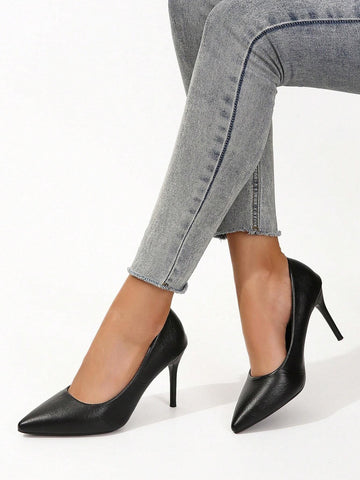 Women Minimalist Court Pumps, Point Toe Stiletto Heeled Elegant Pumps