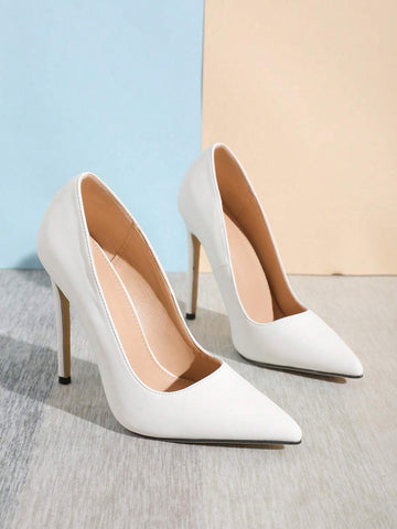 Women Minimalist Court Pumps, Point Toe Stiletto Heeled Elegant Pumps