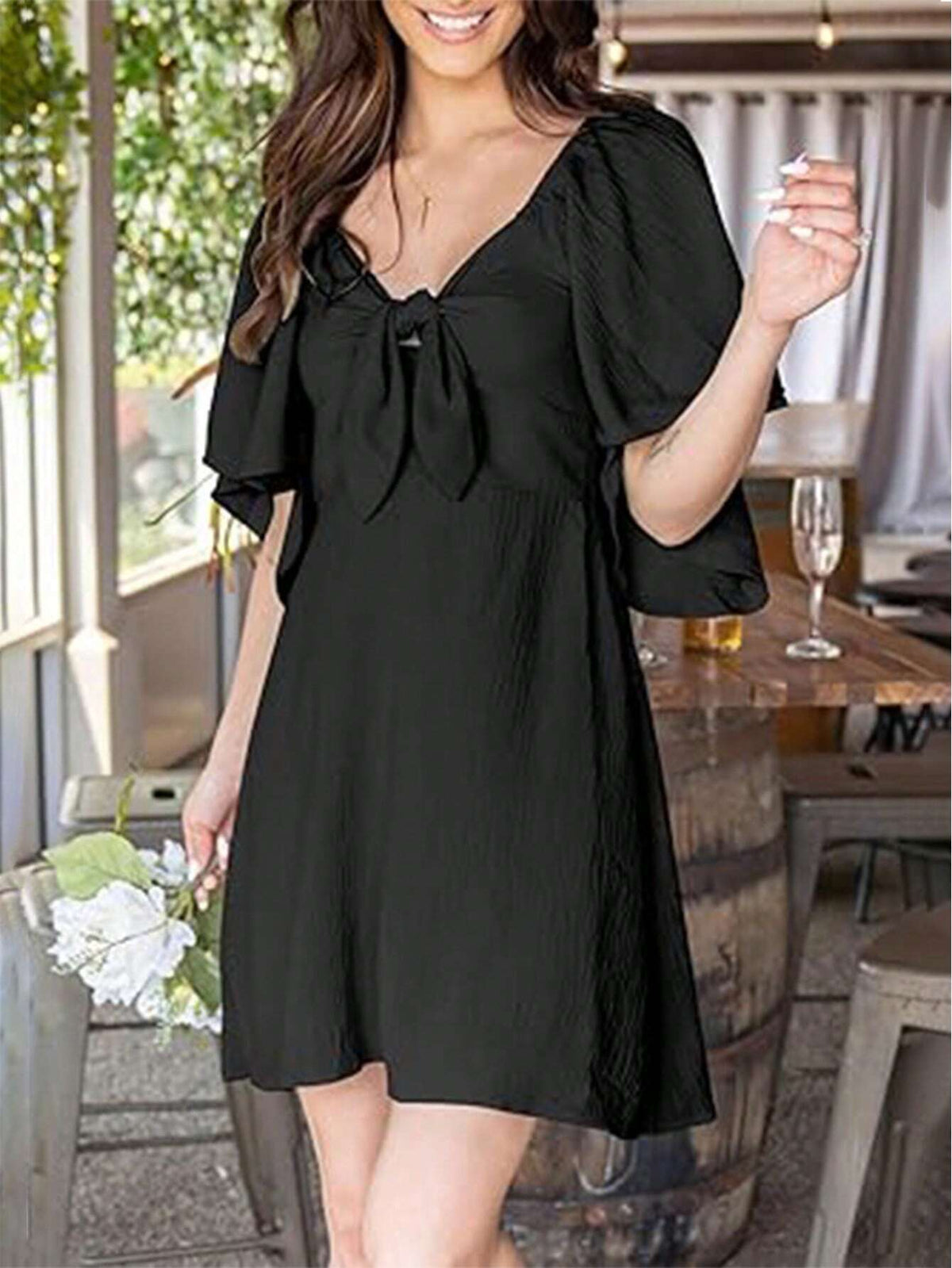 Women One-Shoulder Knitted Dress With Ruffle Trim And Tie Belt For SpringSummer