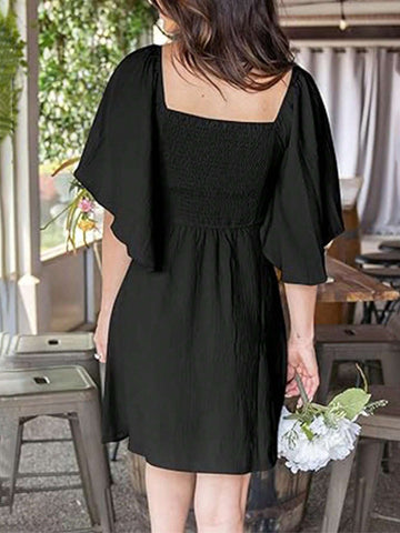 Women One-Shoulder Knitted Dress With Ruffle Trim And Tie Belt For SpringSummer