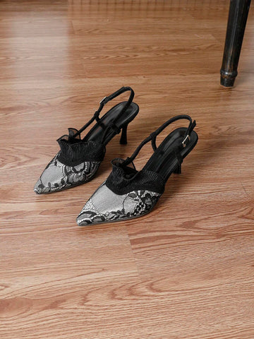 Women Pointed Toe Sexy Lace Up Hollow Out Stiletto High Heel Pumps,