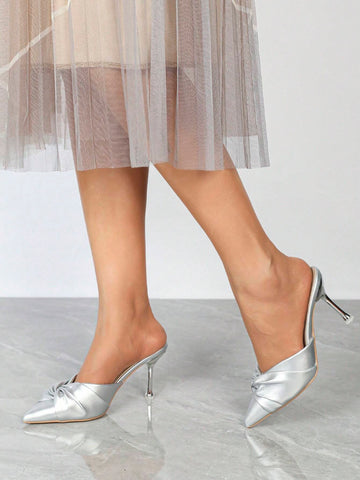 Women Pointed Toe Stiletto High Heel Shoes Versatile Daily French Elegant Sexy Wedding Party Rhinestone Metal Buckle Pumps