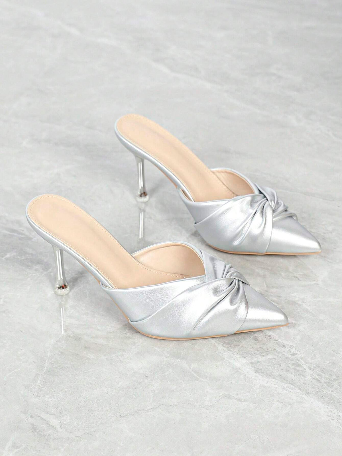 Women Pointed Toe Stiletto High Heel Shoes Versatile Daily French Elegant Sexy Wedding Party Rhinestone Metal Buckle Pumps