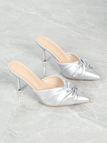 Women Pointed Toe Stiletto High Heel Shoes Versatile Daily French Elegant Sexy Wedding Party Rhinestone Metal Buckle Pumps