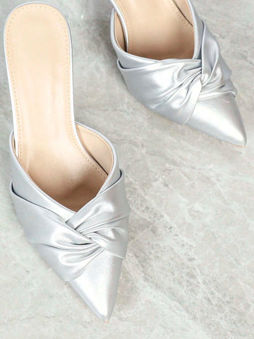 Women Pointed Toe Stiletto High Heel Shoes Versatile Daily French Elegant Sexy Wedding Party Rhinestone Metal Buckle Pumps