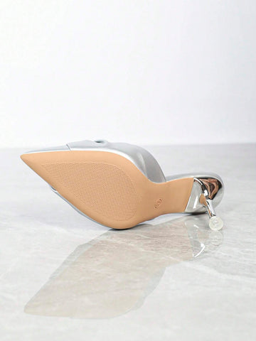 Women Pointed Toe Stiletto High Heel Shoes Versatile Daily French Elegant Sexy Wedding Party Rhinestone Metal Buckle Pumps