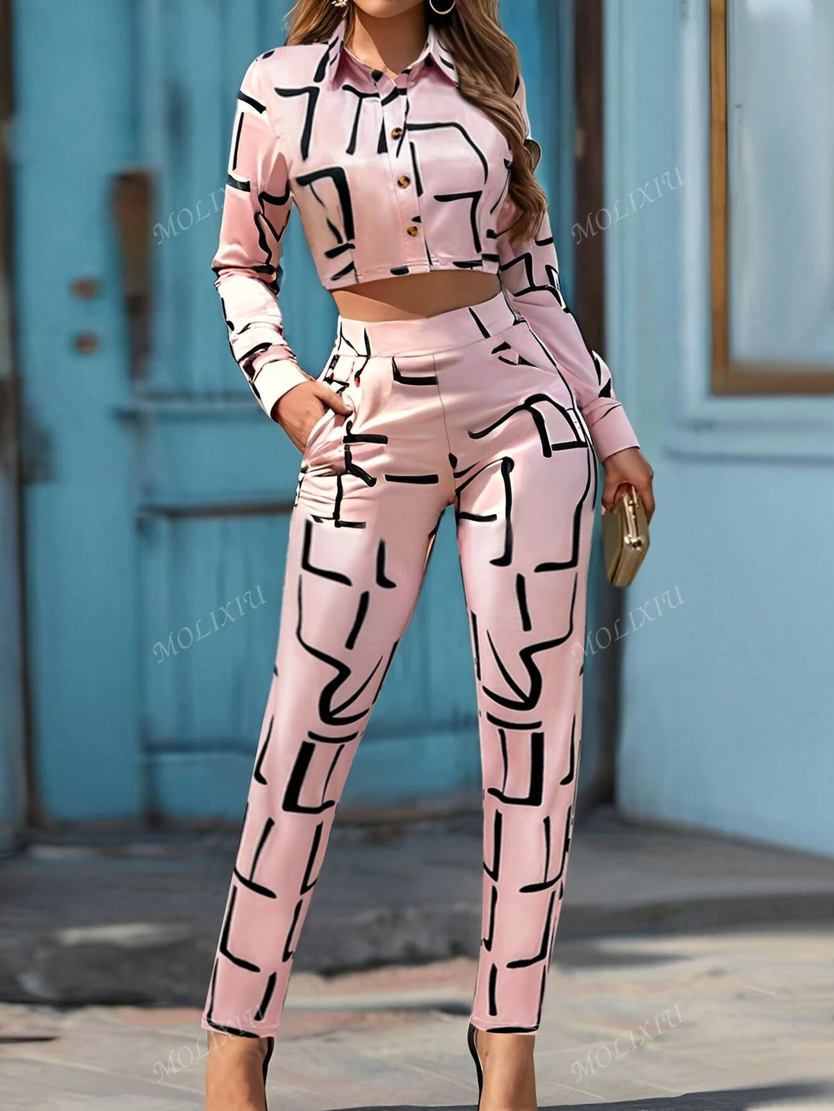 Women Random Print Simple Daily Casual Outfit