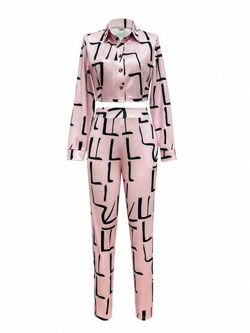 Women Random Print Simple Daily Casual Outfit