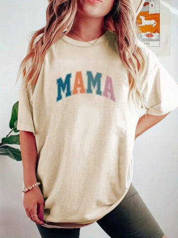 Women Round Neck Letter Printed Casual Short Sleeve T-Shirt For Summer