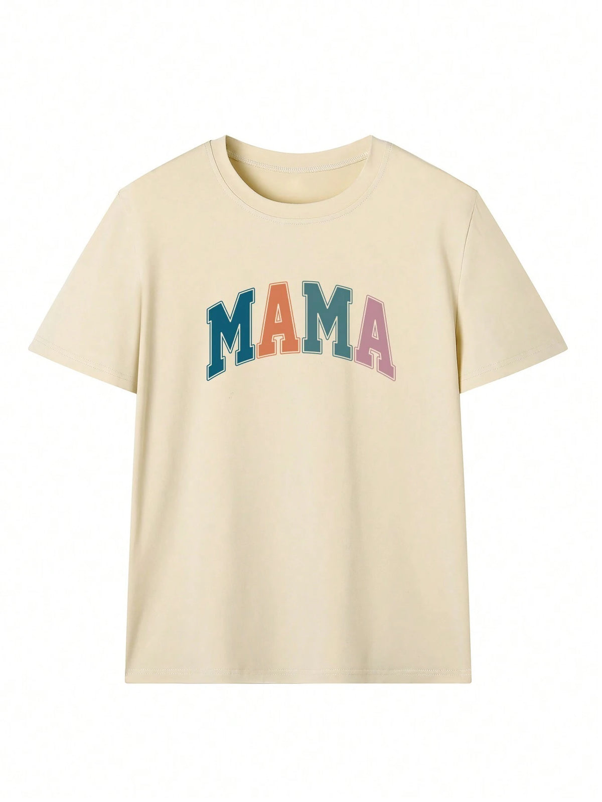 Women Round Neck Letter Printed Casual Short Sleeve T-Shirt For Summer