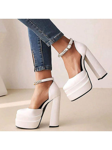 Women Round Toe Plain Toe Strap Stylish Versatile City