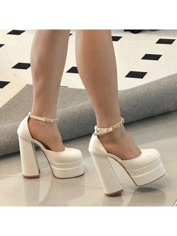 Women Round Toe Plain Toe Strap Stylish Versatile City