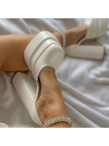 Women Round Toe Plain Toe Strap Stylish Versatile City