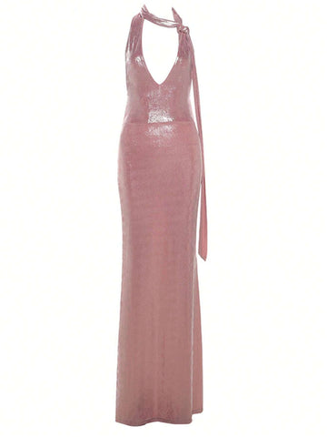 Women Sexy Deep V-Neck Backless Tie-Up Mermaid Dress