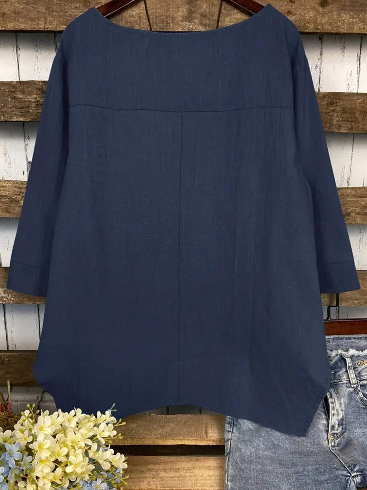 Women Simple Solid Color Loose Long Sleeve Casual Shirt