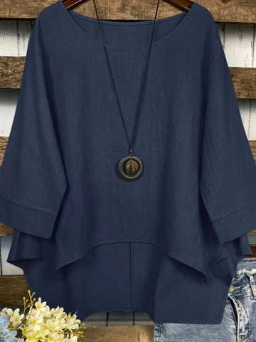 Women Simple Solid Color Loose Long Sleeve Casual Shirt