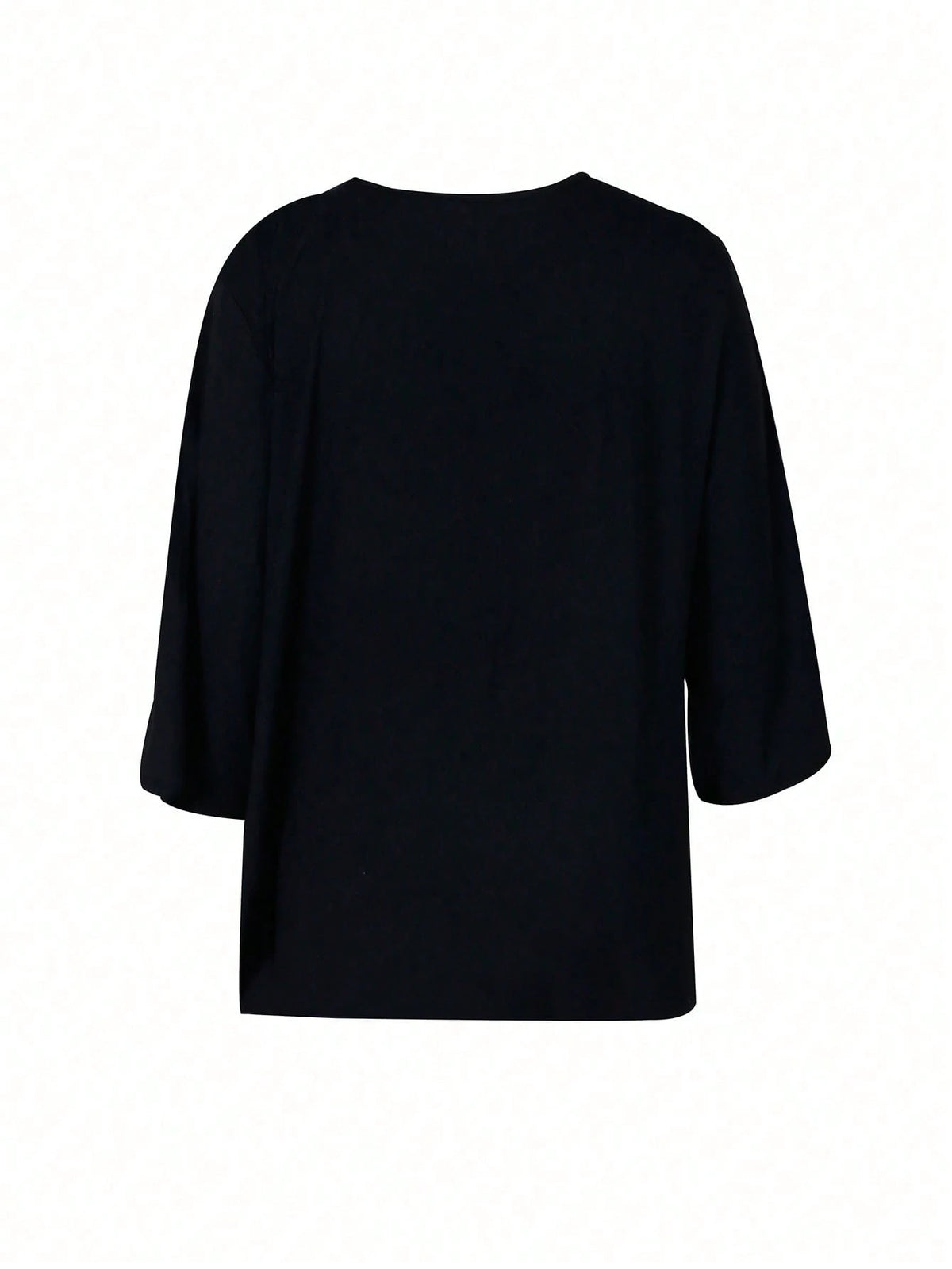 Women Simple Split Hem 3/4 Sleeve Shirt Blouse